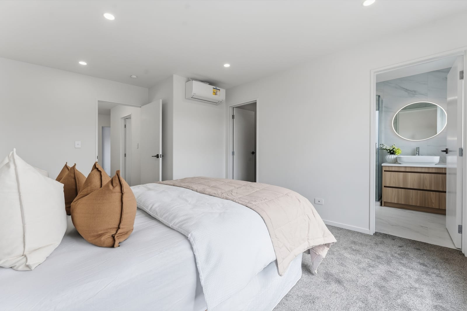 Main bedroom with its ensuite through the doorway on the right